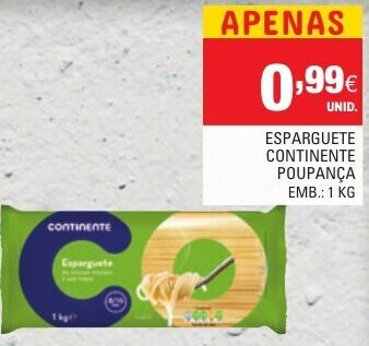 Continente Esparguete Continente Poupança 1kg promoção