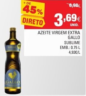 Continente Azeite Virgem Extra Gallo Sublime 0.75L promoção