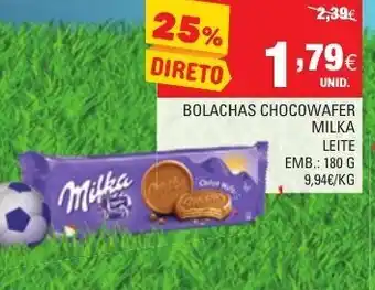 Continente Bolachas Chocowafer Milka Leite 180g promoção