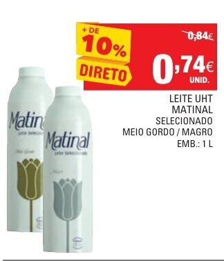 Continente Leite UHT Matinal 1L promoção
