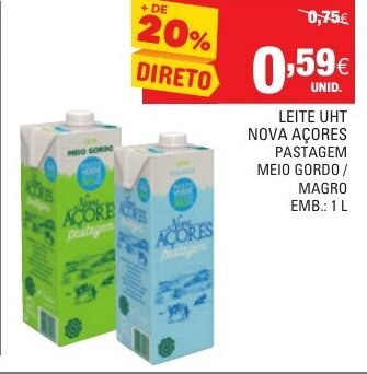 Leite UHT Nova Açores Pastagem 1L