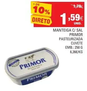 Continente Manteiga C/Sal Primor Pasteurizada Cuvete 250g promoção
