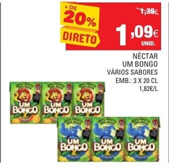 Continente Néctar Um Bongo 3x20cl promoção