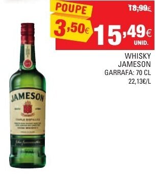 Continente Whisky Jameson 70cl promoção