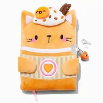 Claire's Pumpkin spice latte cat lock diary promoção