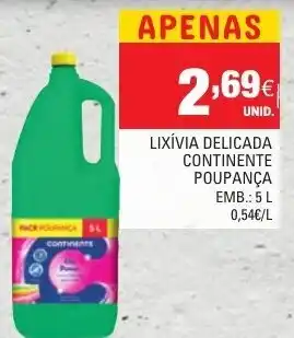 Continente Lixívia Delicada Continente Poupanão 5L promoção