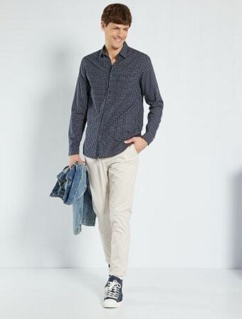 Kiabi Camisa corte direito aos quadrados promoção