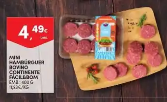 Continente Mini Hamburguer Bovino Continente Facil&Bom 400g promoção