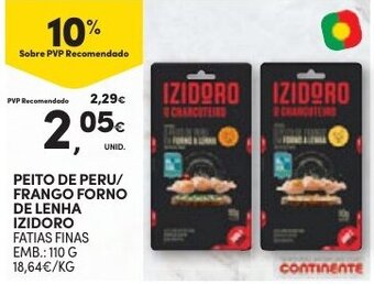 Continente Peito de Peru/ Frango Forno De Lenha Izidoro 110g promoção