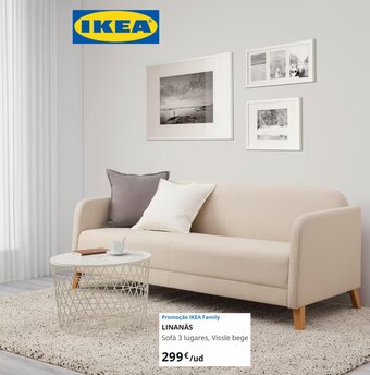 Linanas Sofa 3 Lugares, Vissle bege