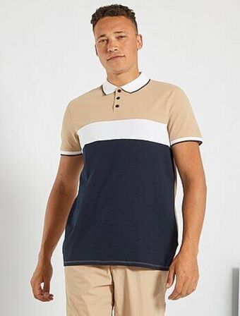 Kiabi Polo color-block em piqué de algodão promoção