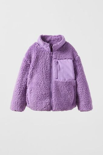 ZARA Casaco em pelo sintético encaracolado combinado promoção