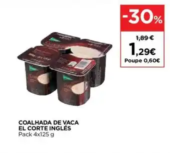El Corte Inglés Coalhada de Vaca El Corte Ingles 4x125g promoção