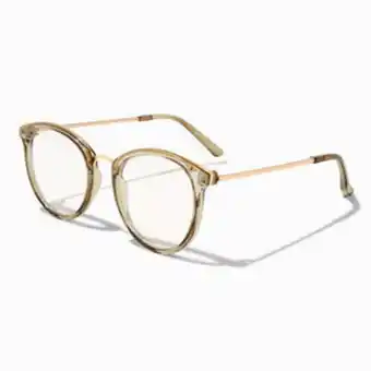 Olive green round clear lens frames