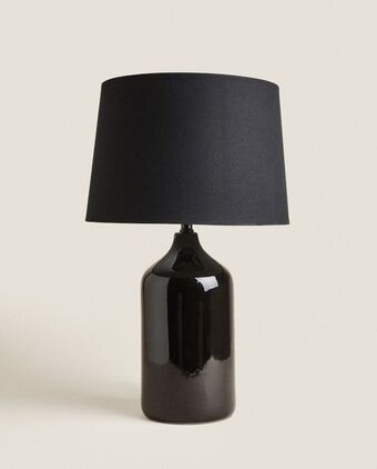 Candeeiro base cerâmica preto