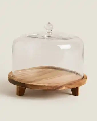 ZARA HOME Travessa para tarte de vidro e madeira promoção