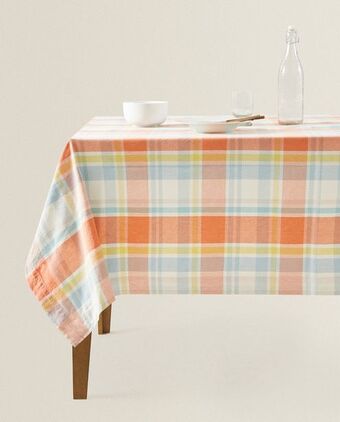 ZARA HOME Toalha de mesa fio tingido quadrados promoção