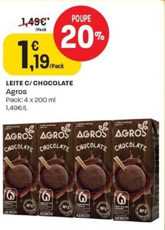 Leite c/ Chocolate Agros 4x200ml