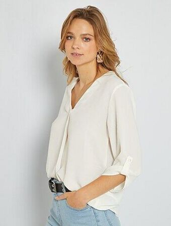 Kiabi Blusa com decote em bico e manga comprida promoção