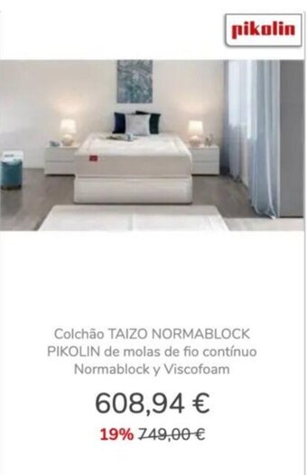 Conforama Colchao Taizo Normablock Pikolin de molas de fio continuo Normablock y Viscofoam promoção