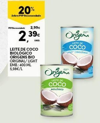Leite de coco origens bio