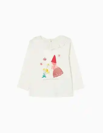 Zippy T-shirt de manga comprida em algodão para bebé menina 'flores & borboletas', branco promoção