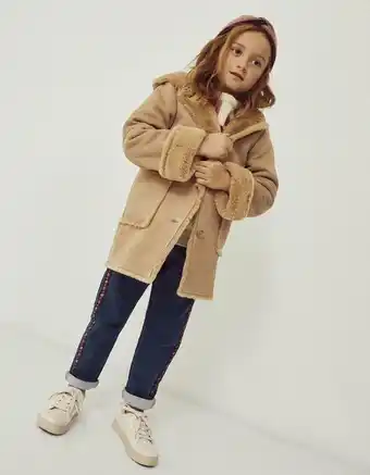 Zippy Casaco de camurcina com pelo e capuz para menina, camel promoção