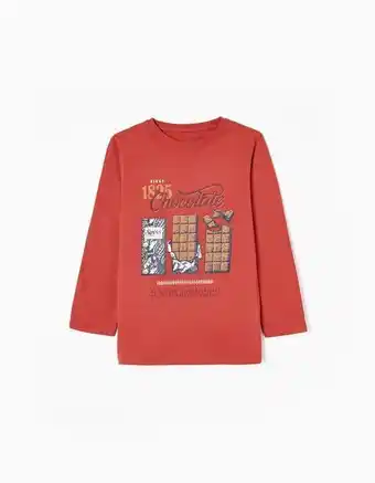 Zippy T-shirt de manga comprida em algodão para menino 'chocolate', vermelho promoção