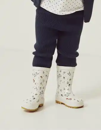 Galochas com motivo floral para bebé menina, branco/amarelo