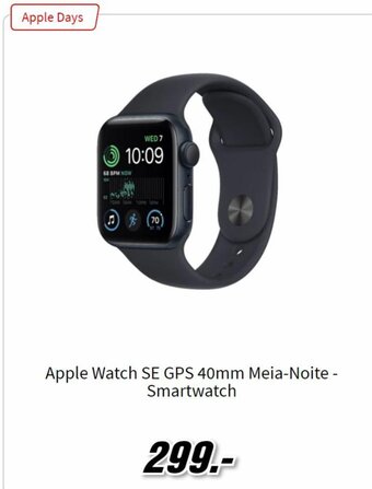 MediaMarkt Apple Watch SE GPS 40mm Meia- Noite- Smartwatch promoção