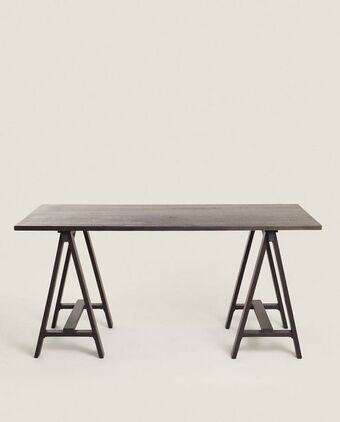 ZARA HOME Mesa cavaletes madeira reciclada promoção