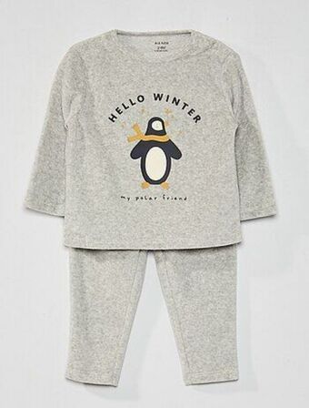 Kiabi Pijama comprido de veludo estampado de 2 peças promoção