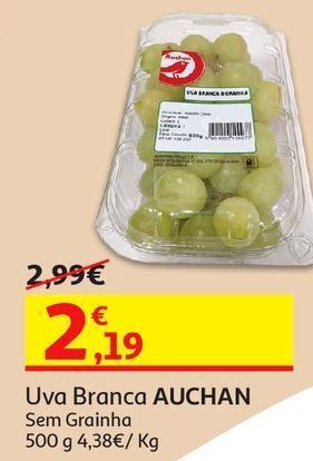 Auchan Uva branca sem grainha auchan promoção