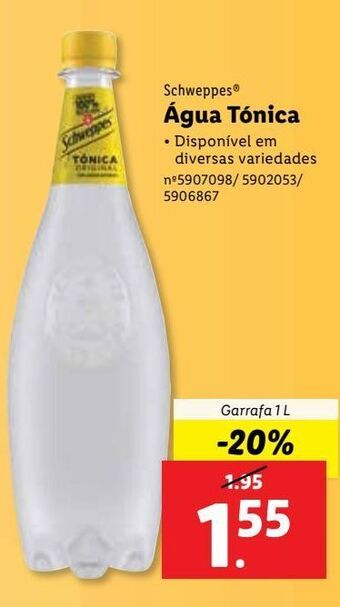 Lidl Água tônica schweppes promoção