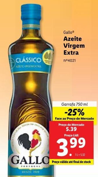 Lidl Azeite extravirgem gallo promoção