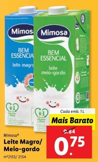 Lidl Leite mimosa promoção