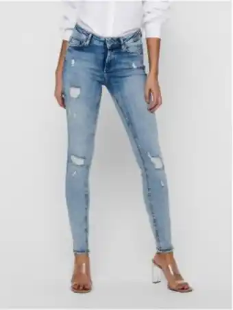 Calças de ganga skinny com rasgões e cintura subida