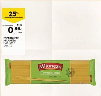 Continente Bom dia Esparguete milaneza promoção