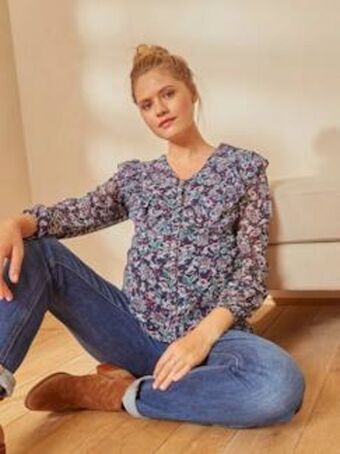Vertbaudet Blusa estampada com folho, especial gravidez e amamentação... promoção