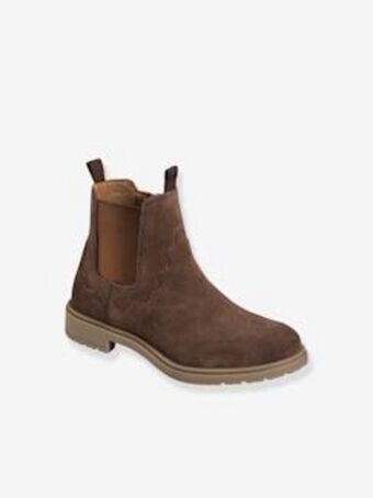Vertbaudet Botas em pele, para menina - castanho medio liso promoção