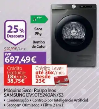 Secador de roupa samsung: dv90t5240an/s3