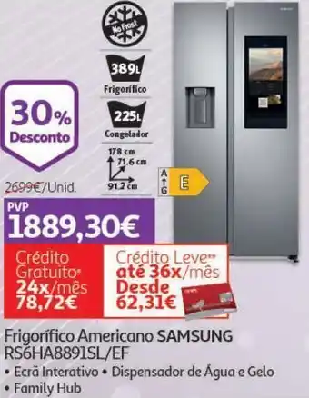 Auchan Frigorifico americano samsung: rs6ha8891sl/ef family hub. promoção
