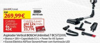 Auchan Aspirador vertical bosch:unlimited 7 branco bcs711xxl promoção