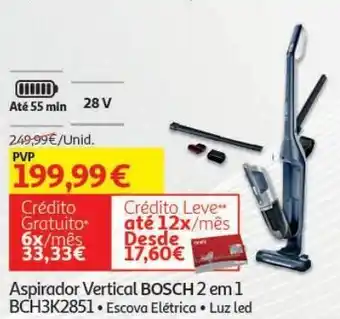 Auchan Aspirador vertical bosch:2 em 1 bch3k2851 promoção