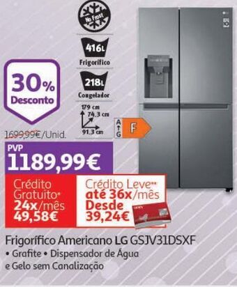 Auchan Frigorifico americano lg:grafite gsjv31dsxf promoção