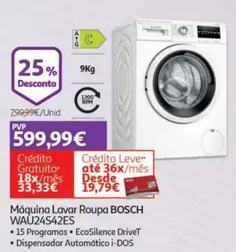 Auchan Maquina lavar roupa bosch:branco wau24s42es promoção