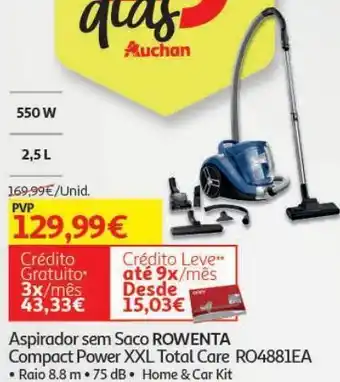 Auchan Aspirador s/saco rowenta:compact power xxl total care ro4881ea promoção