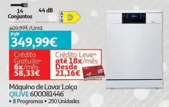 Auchan Máquina lavar loiça qilive: 600081446 promoção