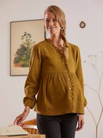 Vertbaudet Blusa em gaze de algodão, especial gravidez e amamentação -... promoção