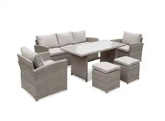 Conforama Arezzo set sofa 3 lugares + 2 cadeiroes + 2 poufs + mesa areia promoção